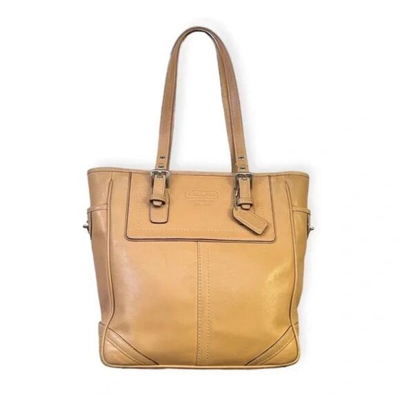 Vintage Coach Tan Leather Tote with Double Straps - Picture 1 of 12